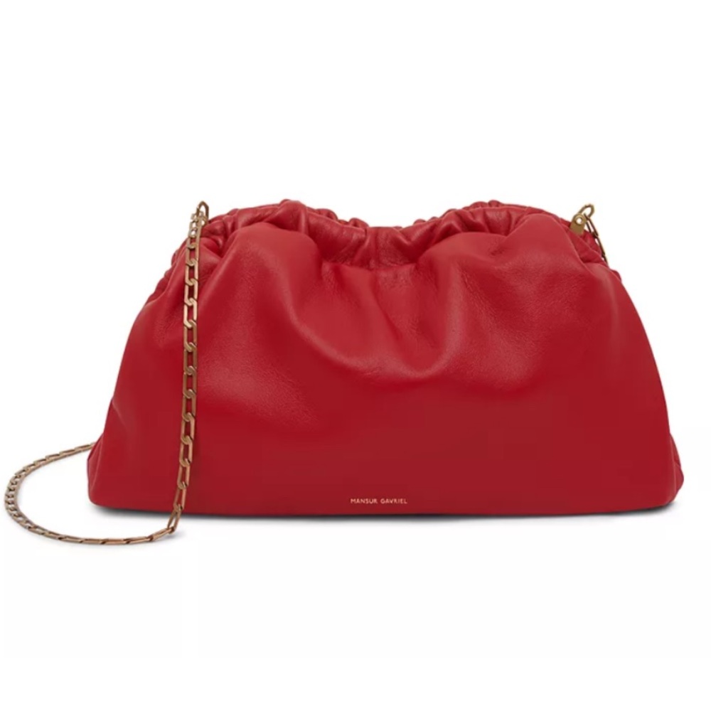 Mansur Gavriel Red Cloud Bag with Gold Chain